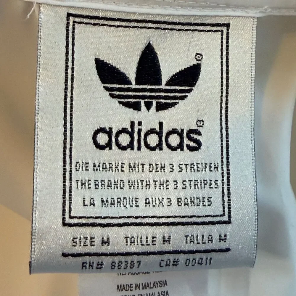 Adidas Originals Trefoil Windbreaker Jacket Men M White Logo Tape Vintage Style